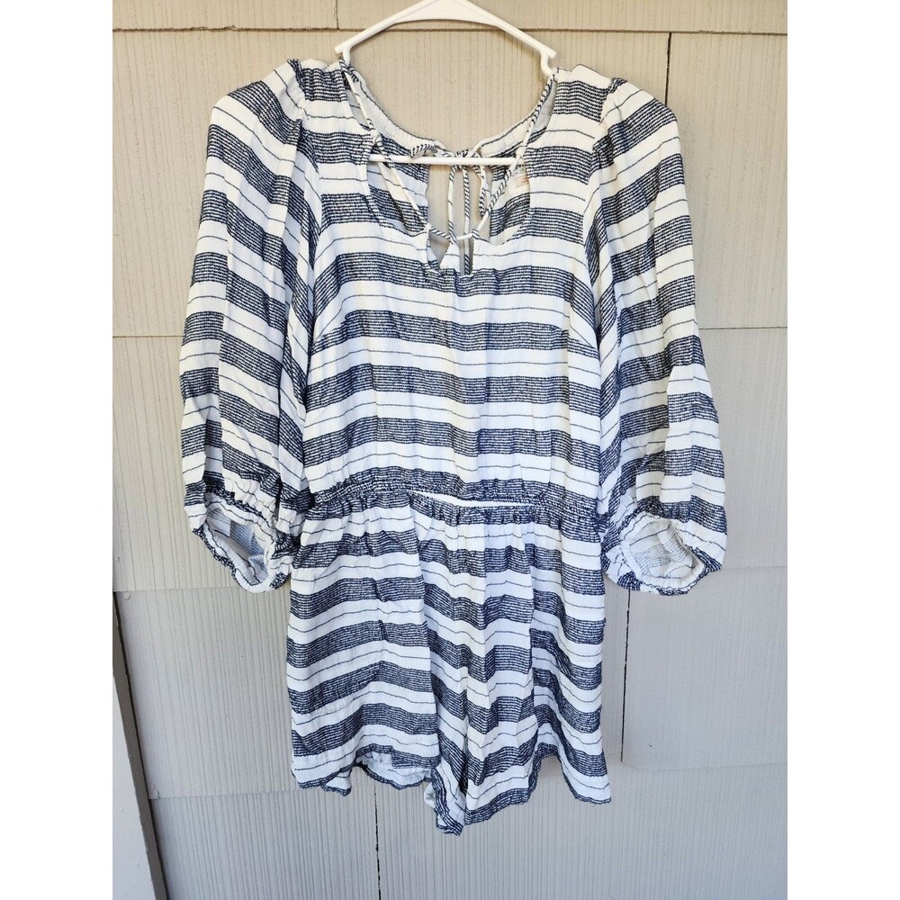 Anthropologie Holding Horses Romper Size Small Ivory/Navy